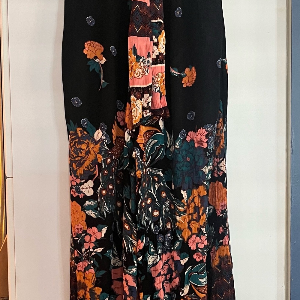 FREE PEOPLE Floral Strapless Bali Birds of Paradise Wide-Leg Jumpsuit EUC - Picture 9 of 11